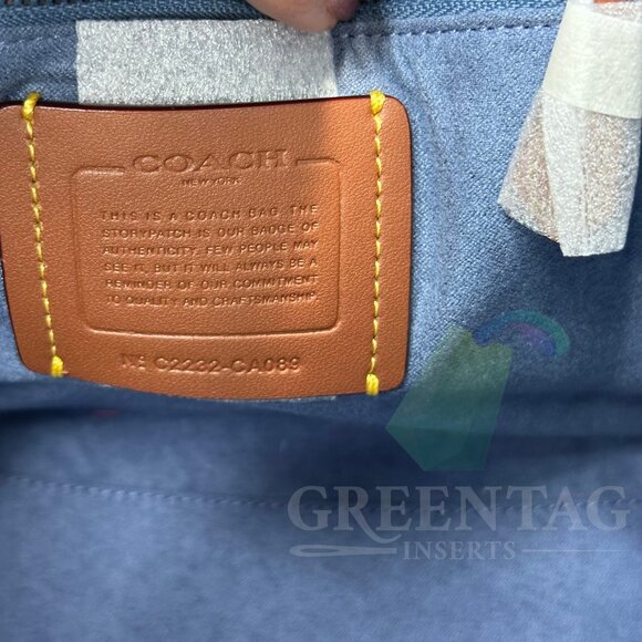 Coach Field Tote 22 In Polish Pebble Leather in  Aqua - Picture 3 of 11